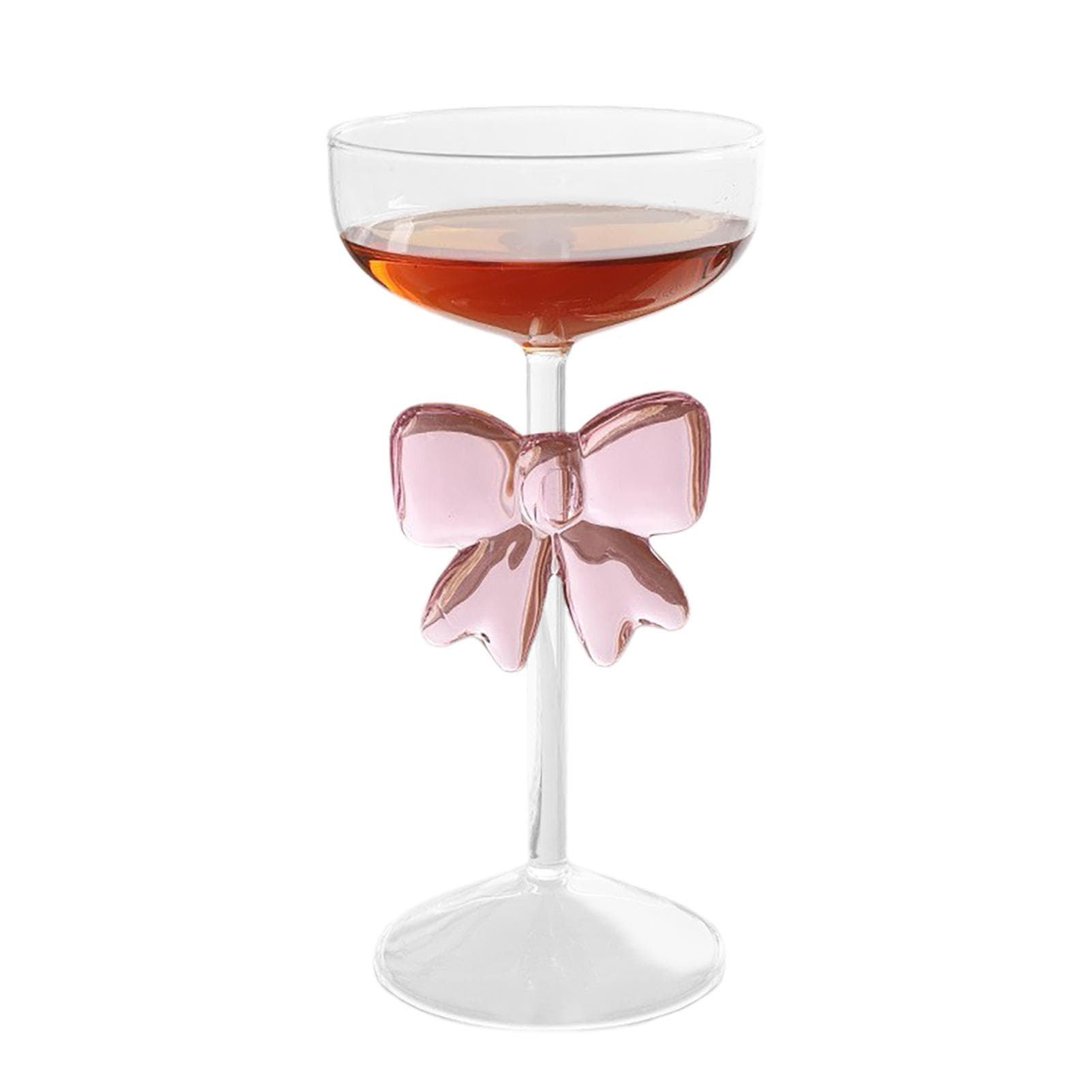 Champagne Glass Pink Bow Fashion Clear Tall Wine Glass Cup for Home Bar Wedding Party 1pcs transparent