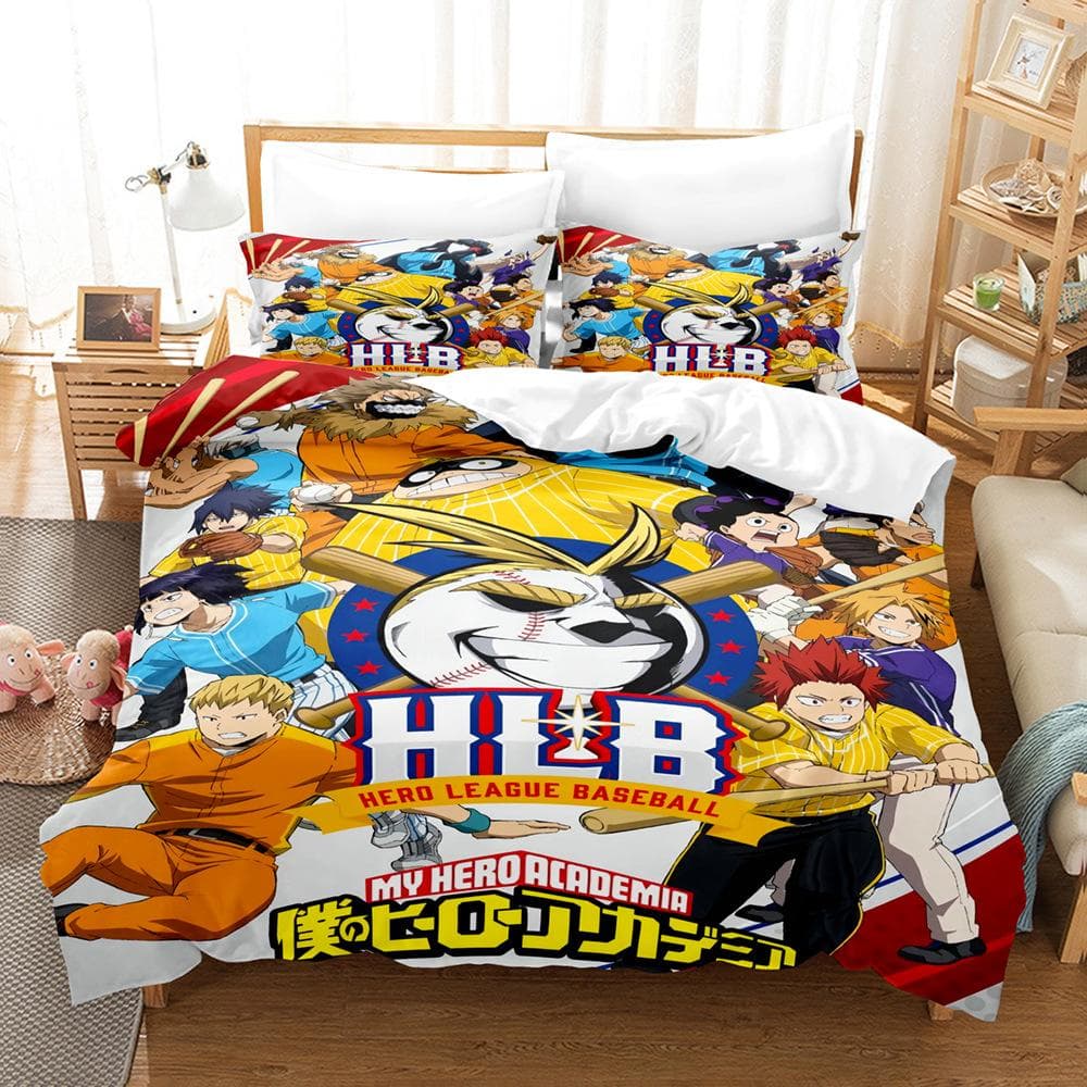 New My Hero Academia Bedding Set Japan Anime Soft Bedclothes Single Double Queen Twin Full Size Duvet Cover Teens Boys Bed Linen AU Single140x210cm