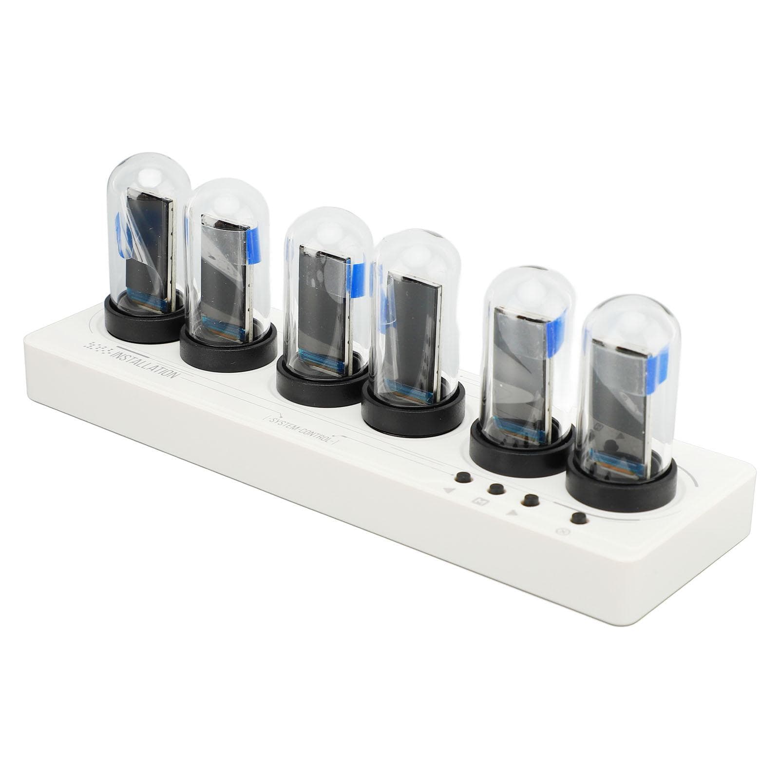 Tube Clock Kit Wireless Control with 6 Bit Mini IPS LCD Screen 12 24 Hours RGB Backlit Desktop white