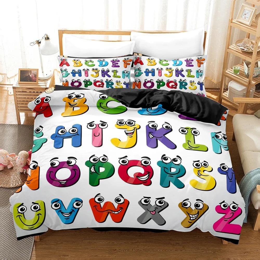 Alphabet Lore Bedding Set Single Twin Full Queen King Size Bed Set Girls Boys Bedroom Duvet Cover Sets Anime Duvet Cover US Twin 173x218cm