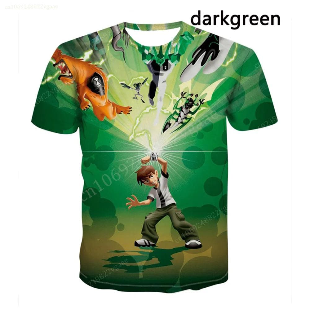 Summer Ben Tennyson 10 T Shirt Cartoon Boys Girls Tshirt Children's Clothing Kids Clothes Tee Shirts Costume Training Uniform 100cm