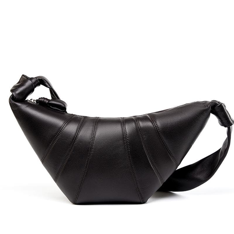 French Minority Head Layer Lambskin Croissant Bag Slant Straddle Lazy Horn Leather Shoulder Slant Straddle Dumpling Bag Woman