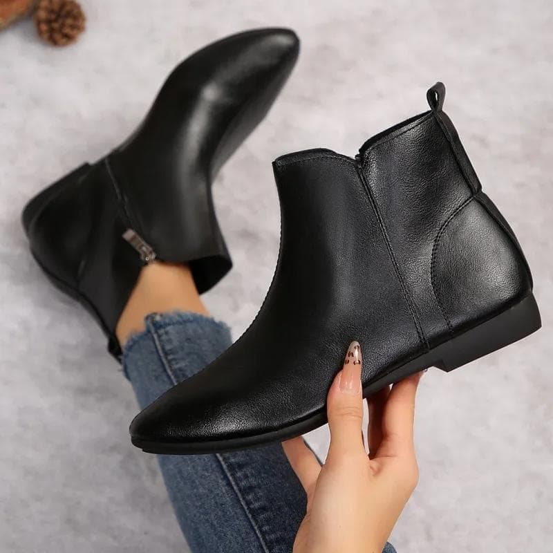 Women's Shoes 2024 Hot Sale Ankle Women's Boots Retro Modern Boots Women Pointed Toe Low Heel Side Zip Shoes Women Zapatos Mujer 37