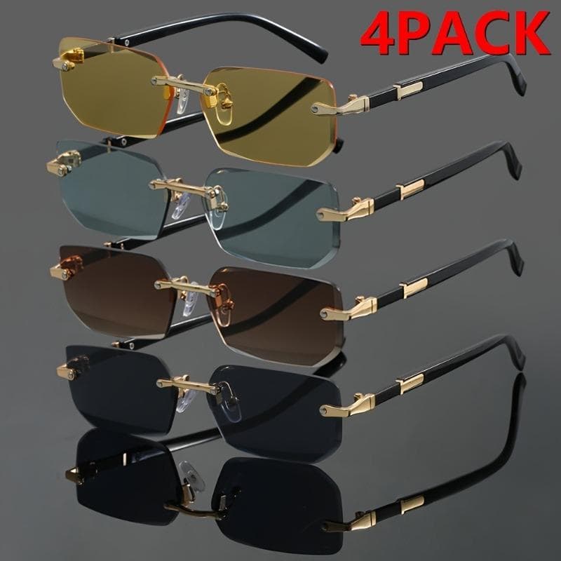 4 Pack Unisex Trendy Frameless Glasses Universal Fit Party Shopping Street Fashion Christmas Gifts