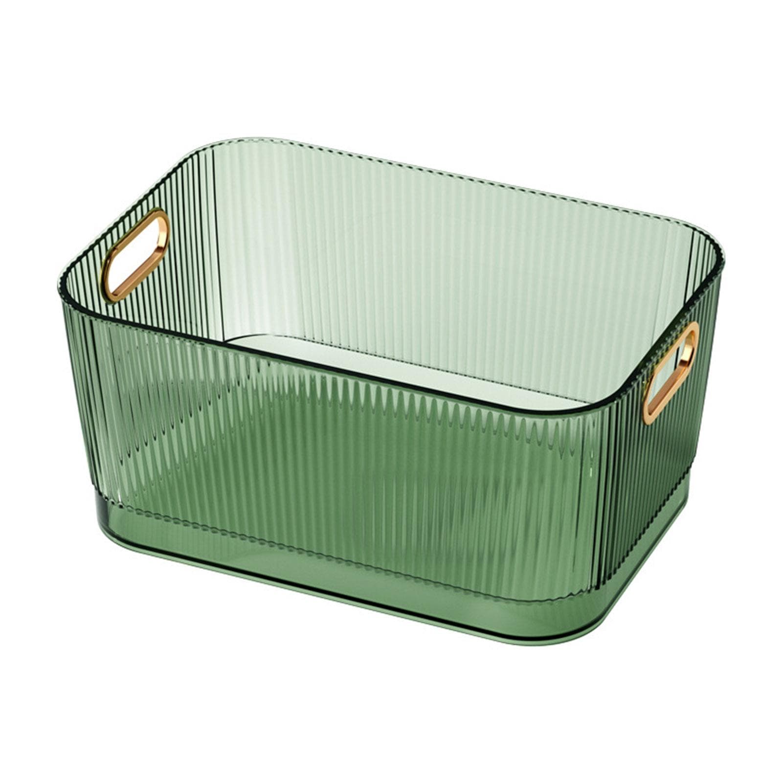 Desktop Storage Basket Transparent Green Acrylic Storage Bin for Skincare Products Cosmetics L L (26.6x18.5x13.2cm/10.47x7.28x5.20in)
