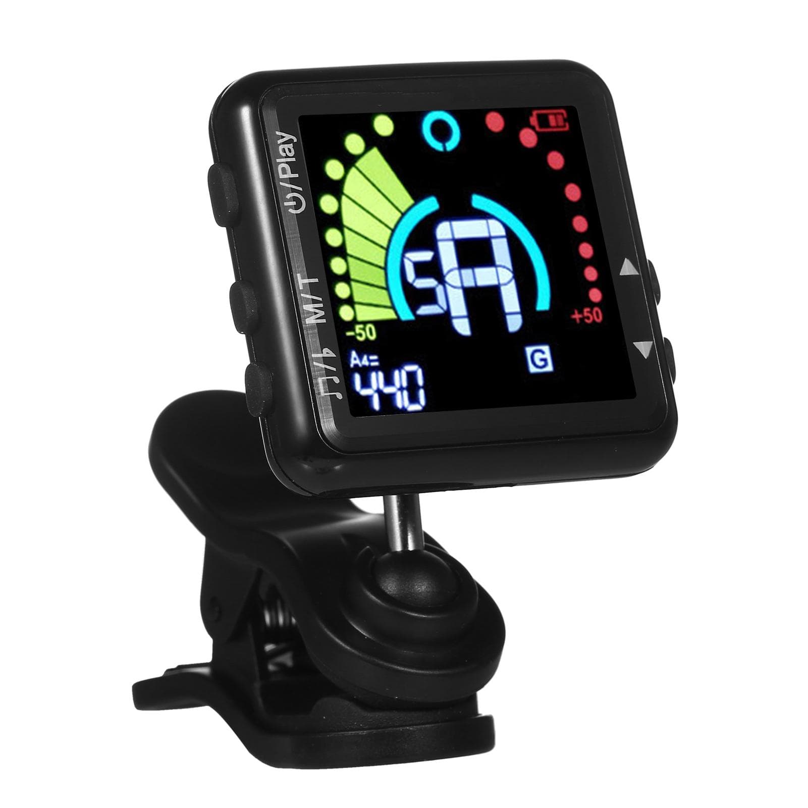 Guitar Tuner Rechargeable Guitar Tuner Clip On LED Color Display Professional Electric Guitar Tuner black