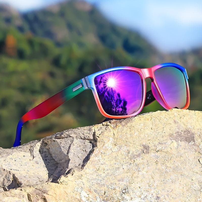 Vibrant Gradient Sports Sunglasses for Men Women UV Protection Fashionable Metal Hinges Outdoor