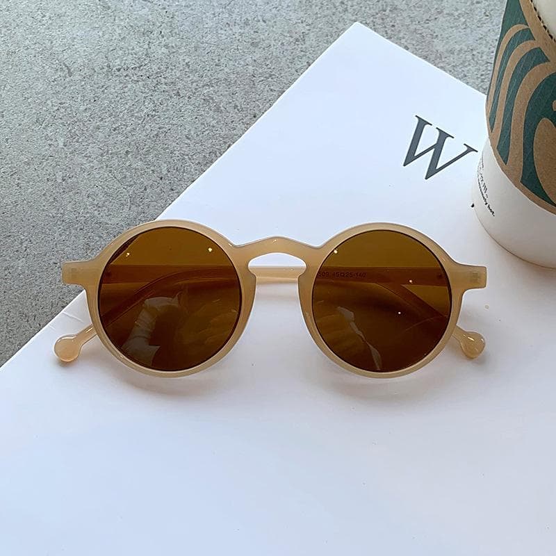 Kottdo Fashion Sunglasses Round Women Sunglasses Retro Men Outdoor Sunglasses Plastic brown