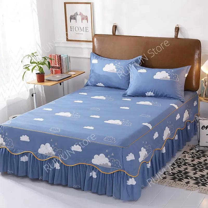New Arrival Printed Bed Skirt Decorative Ruffled Bed Skirt Home Bedding Mattress Cover Non-slip Bedroom Bed Cover Bedsheet 1pc Skirt 120x200cm