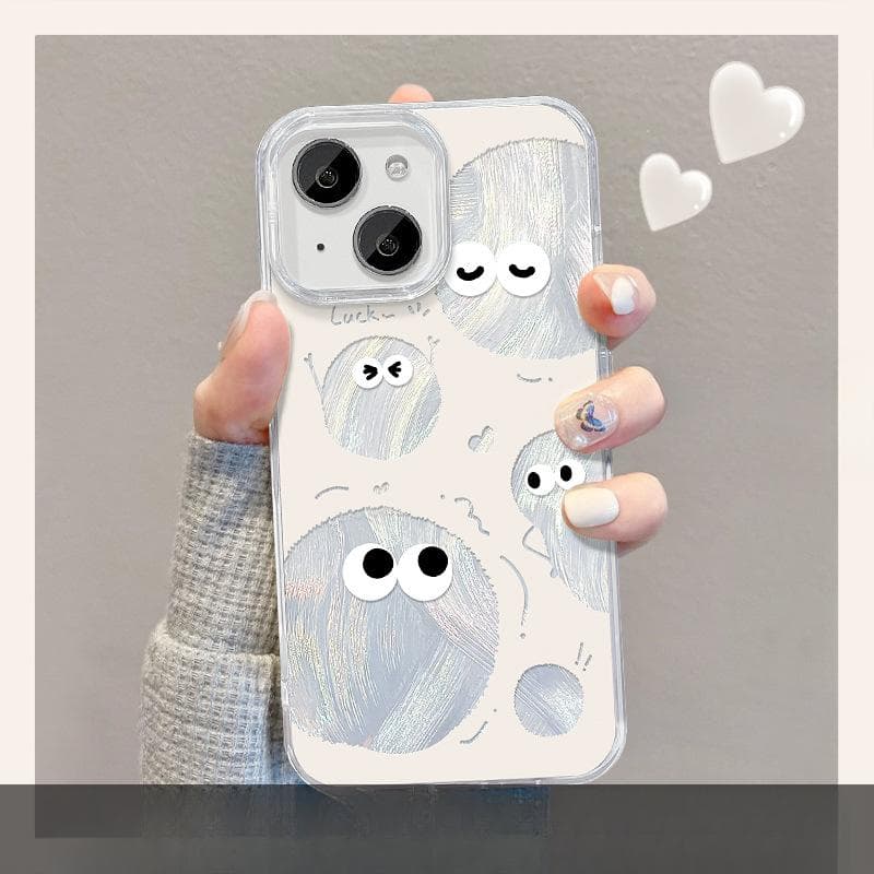 Applicable To Apple 15 Feather Yarn Mobile Phone Case Iphone14 Funny Coal Ball Invisible Bracket 13 Cute Cartoon 12 iPhone SE (2nd Generation)