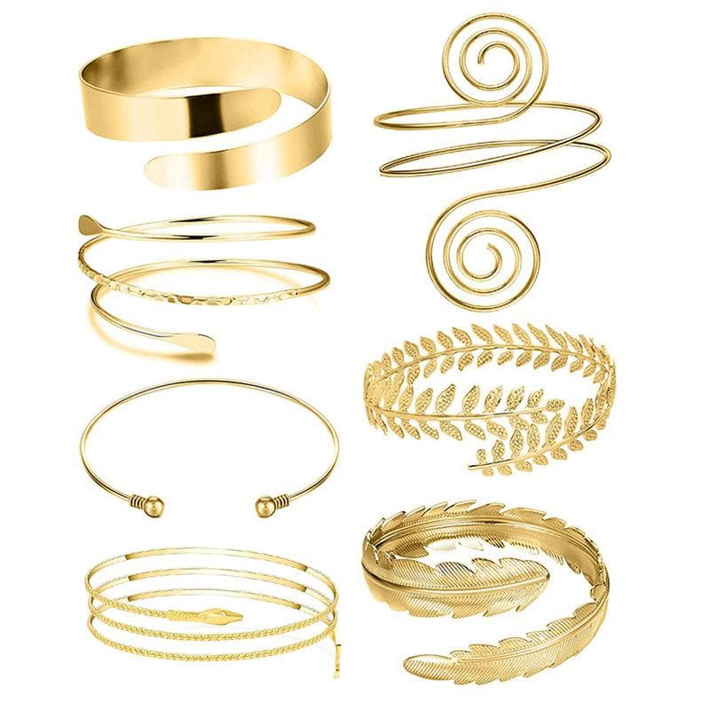 Cross-border jewelry  simple metal armband set female European and American leaf snake