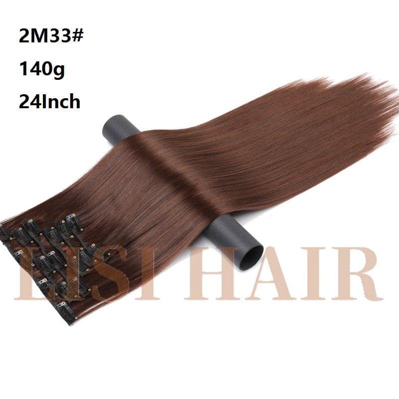 Hair Extension Synthetic Straight Hair Clips For Women Pure Color 150g High Temperature Fiber