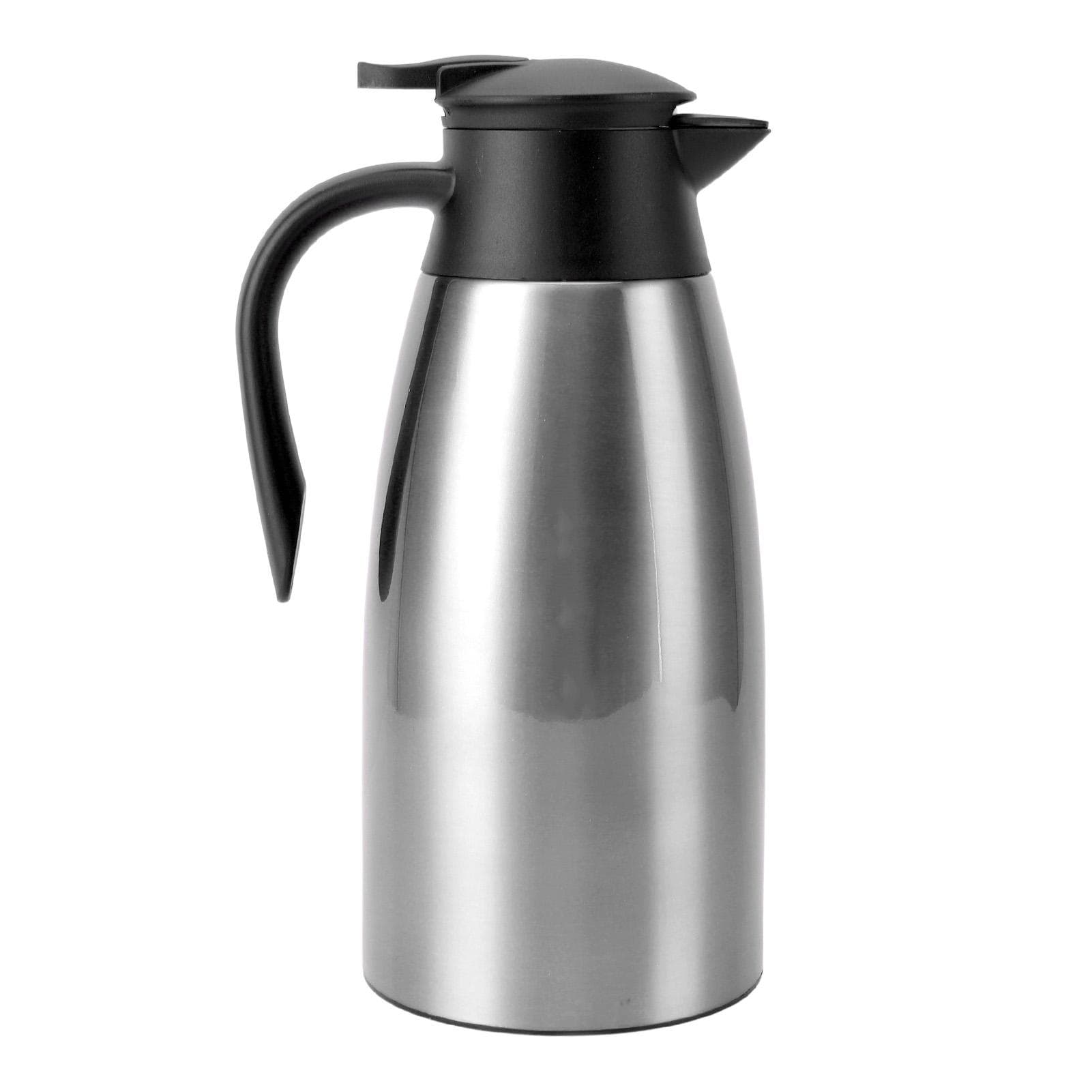 Insulated Water Kettle 2L 304 Stainless Steel Double Walled Vacuum Thermal Coffee Dispenser Kettle Brushed Silver