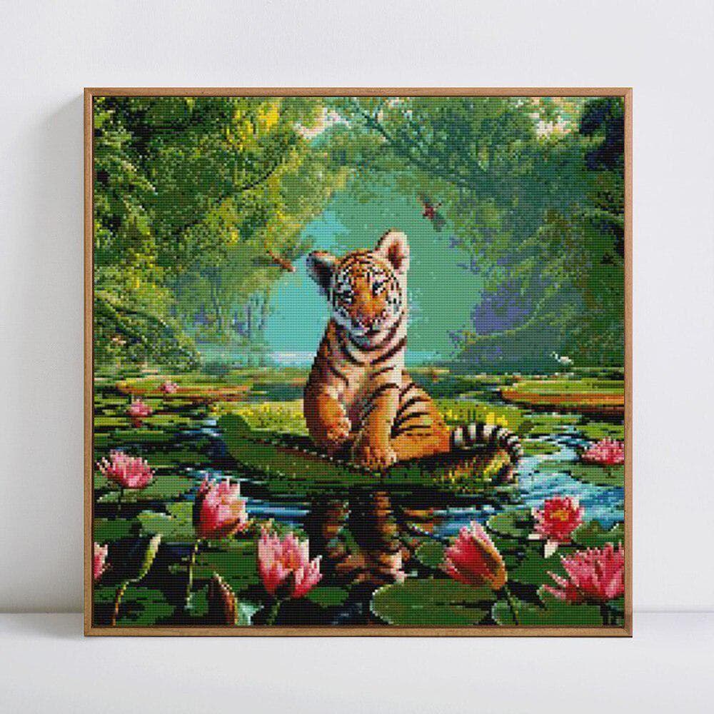 Diamond Painting Animal Tiger 5D DIY Full Round Rhinestone Diamond Embroidery Cross Stitch 30x30CM