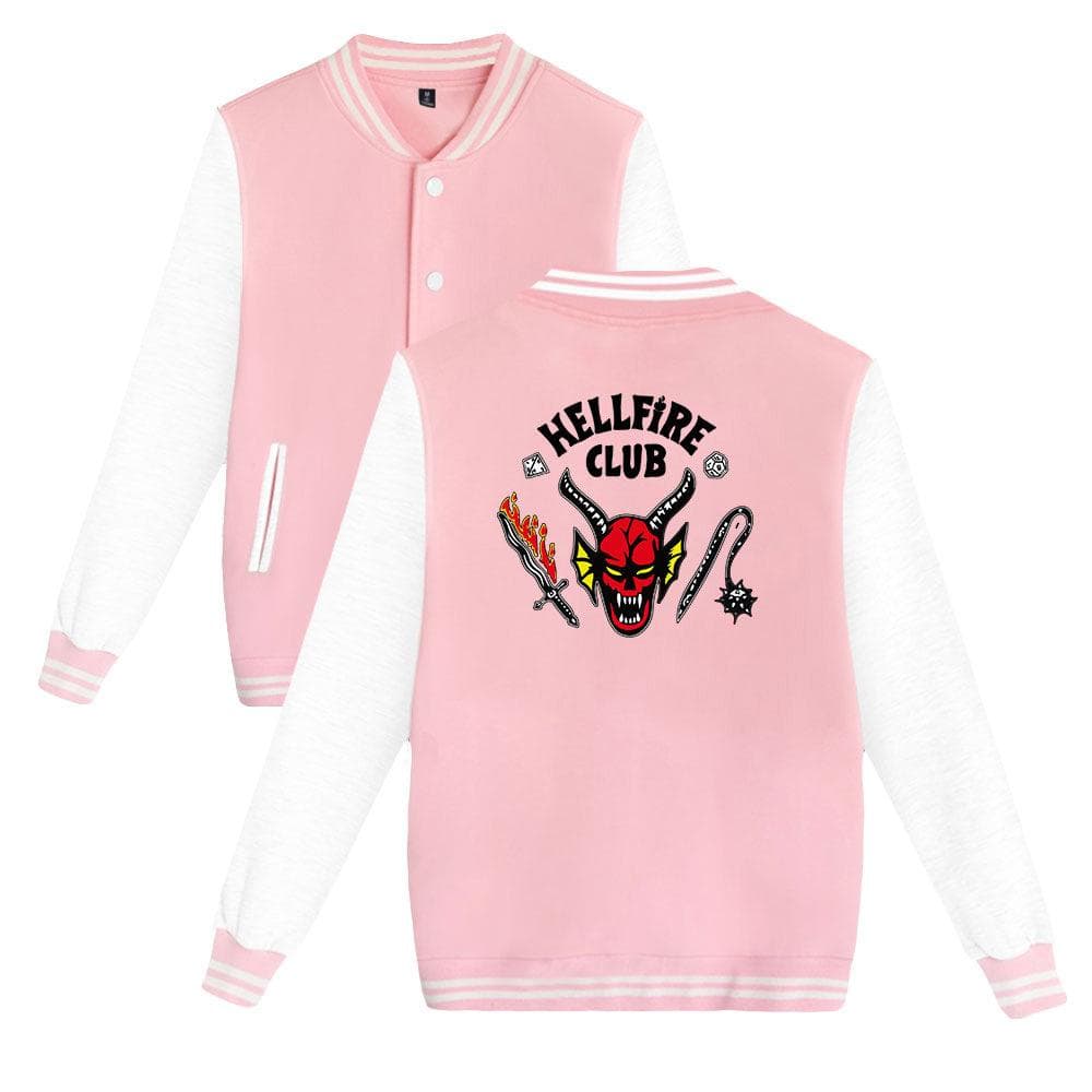 Fashion Unisex Hellfire Club Printed Sweatshirt Women/Men's Outdoor Sport Hoodie Jackets XS pink