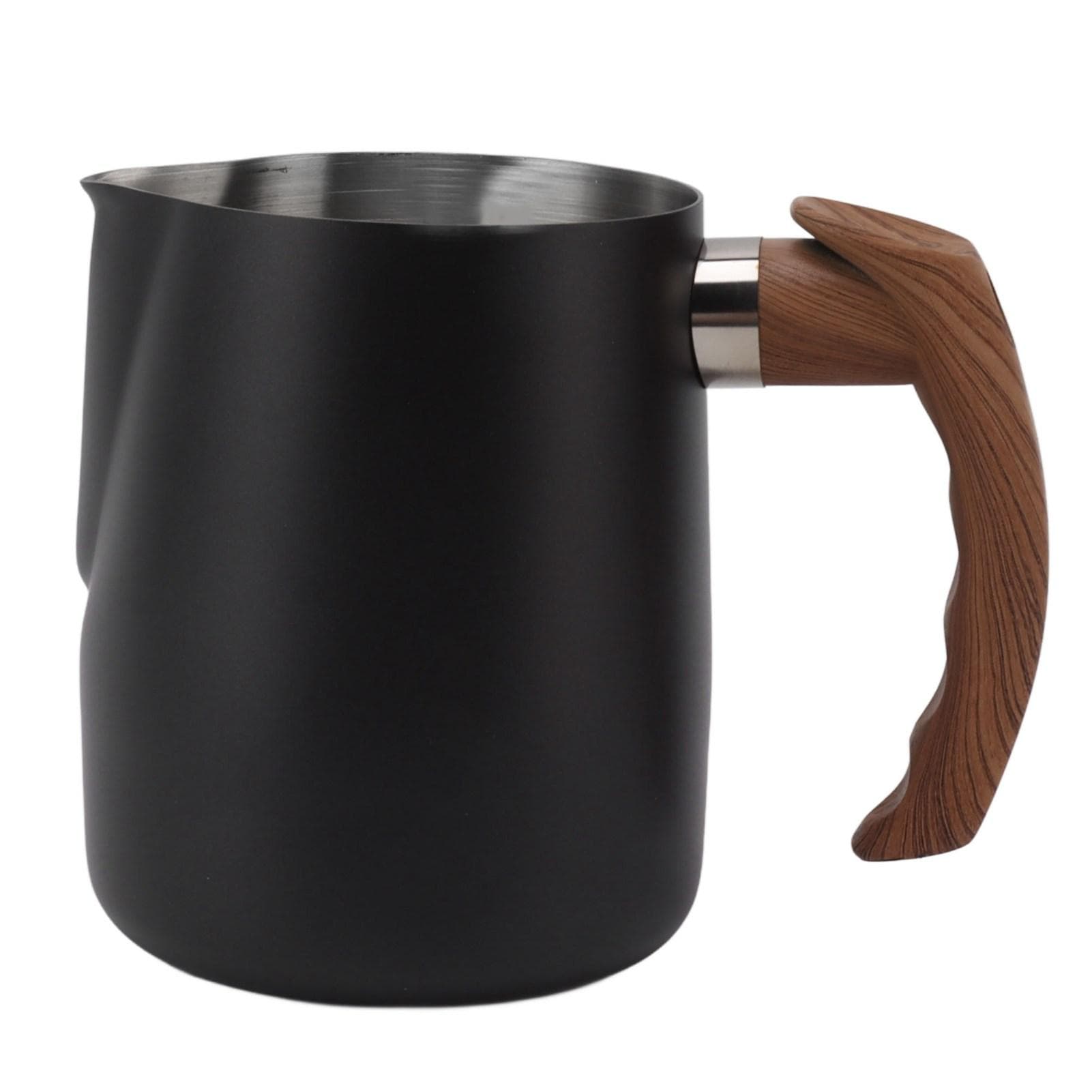 Milk Frothing Cup Inner Scale 304 Stainless Steel Dripless Spout Coffee Steaming Pitcher with L matte black