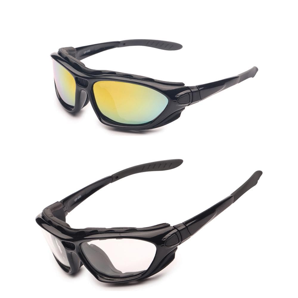 Motorcycle Goggles Clear 2 Pairs Day Night Riding Glasses Interchangeable Lenses Strap for Road Racing Sunglasses