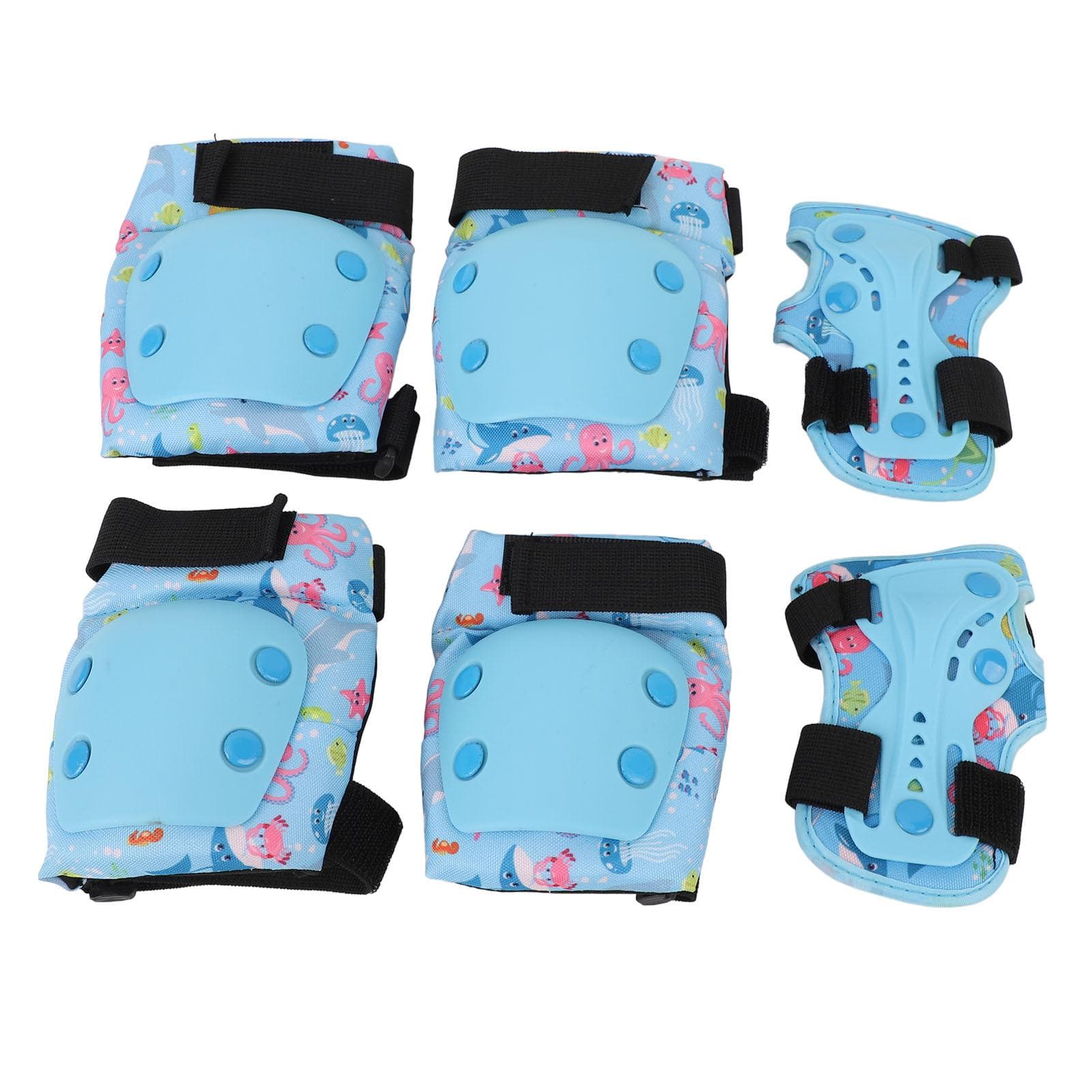 Kids Protective Gear Set Adjustable Kids Knee Elbow Pads Wrist Guards with Drawstring Bag for
