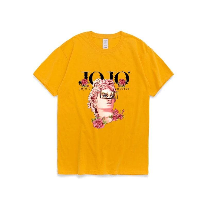 Japanese Jojo Bizarre Adventure Anime T Shirt Men Women Kawaii Jojo Graphic T-shirt Teens Manga Tee Shirt Unisex Short Sleeve XXL yellow