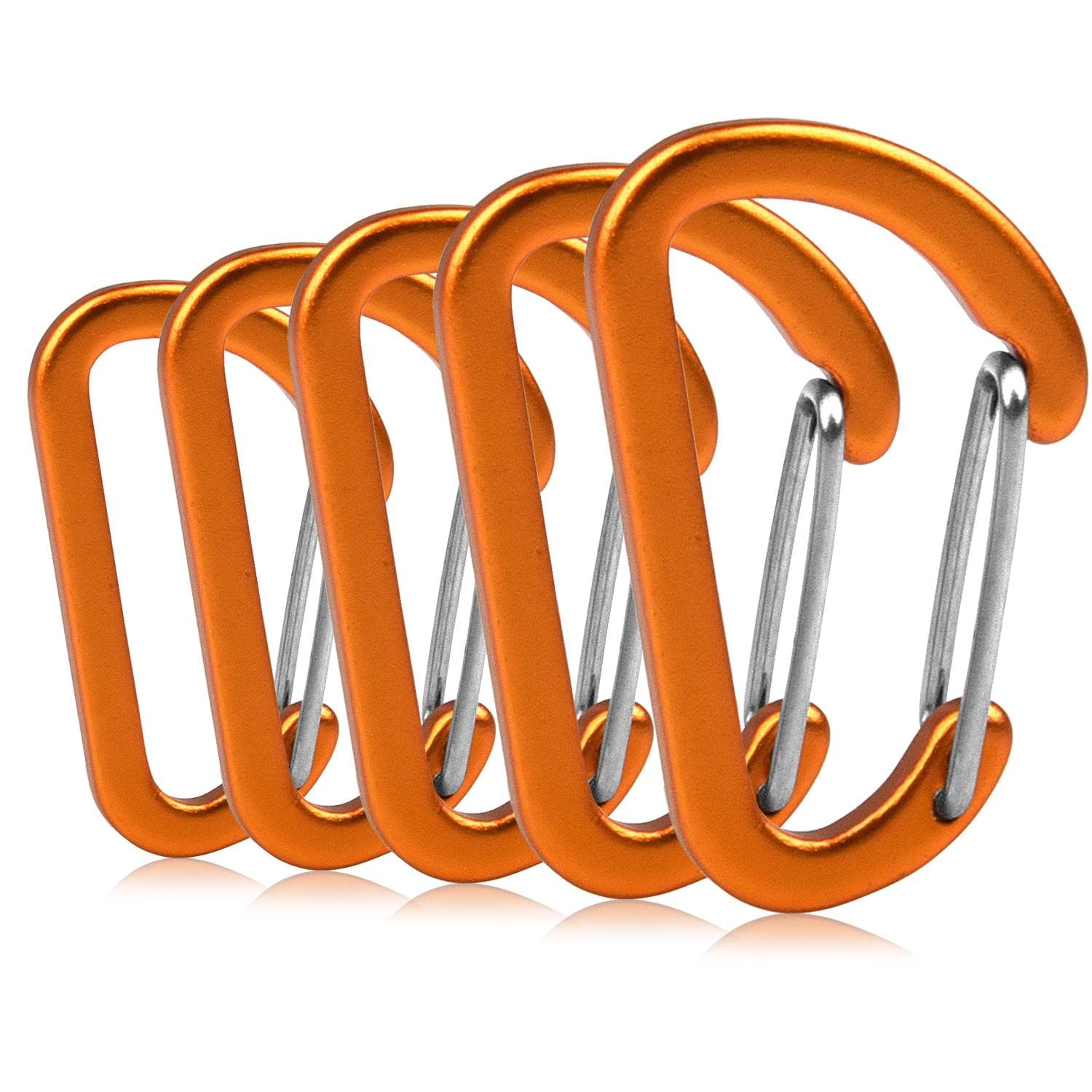 Small Carabiner Clip Lightweight Aluminum Alloy D-shaped Small Hook for Outdoo Backpacks Key Rings 5PCS gold