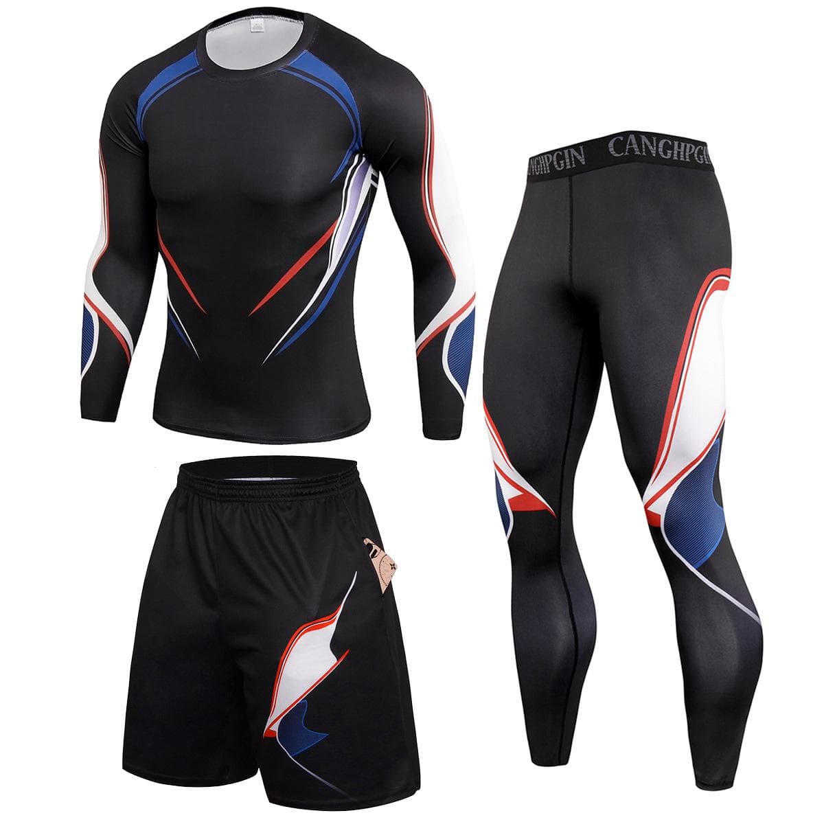 3Pcs Men's Cycling Clothes Fitness Clothes Men's Casual Sportswear Basketball Suits Size S-XXXL XXL