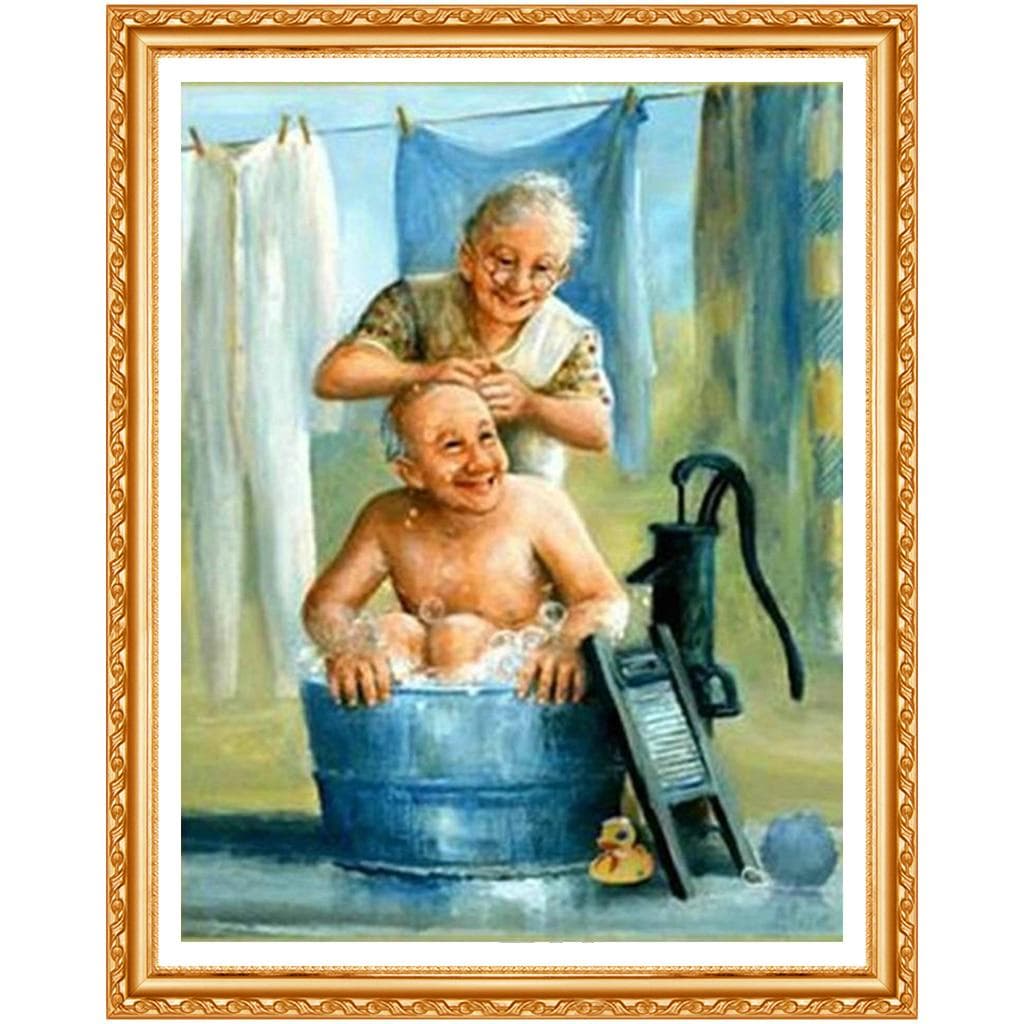 3D DIY Full Round Diamond Embroidery Old Couple Needlework Cross Stitch Diamond Painting Home Decor 20X30CM