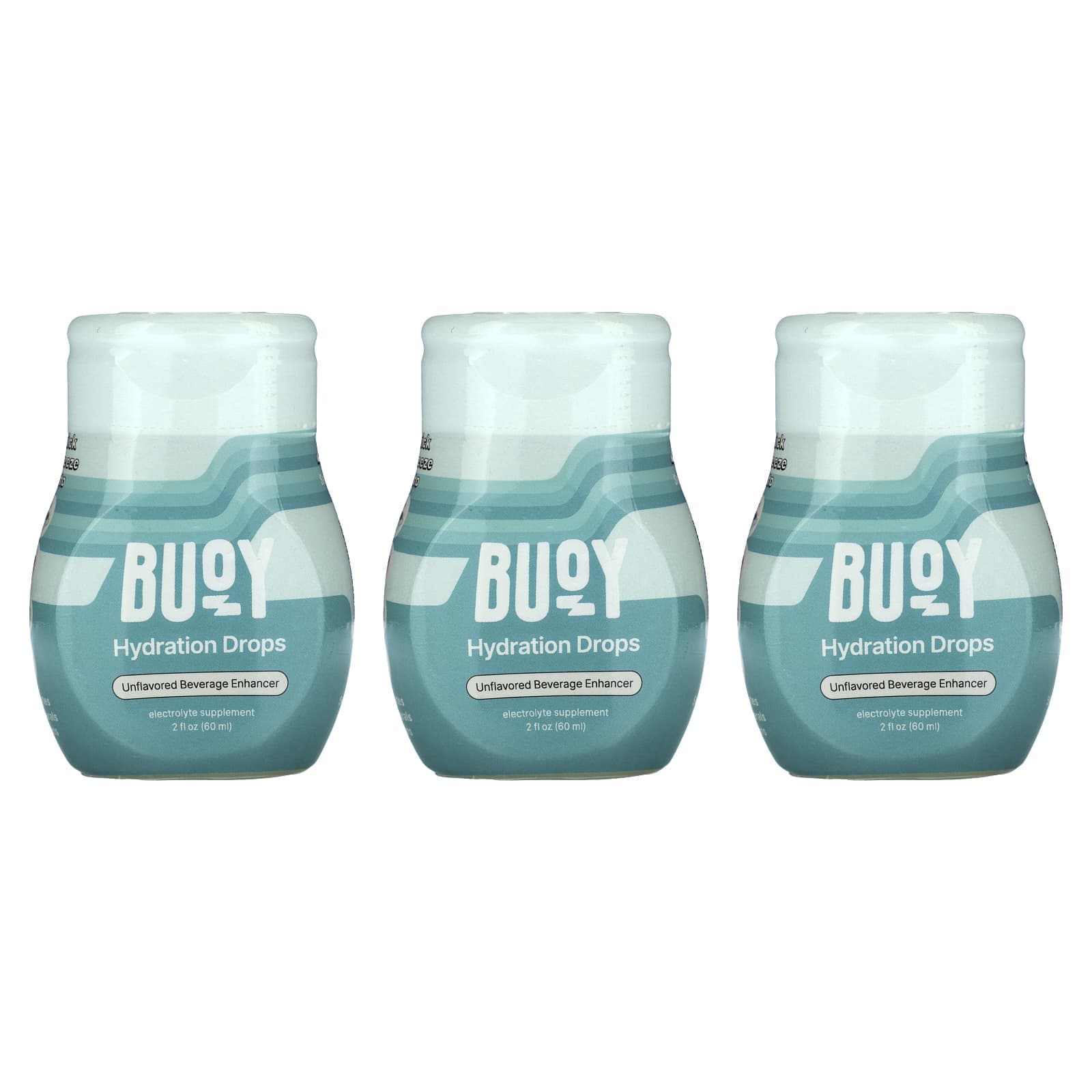 Buoy Hydration, Hydrating Drops, Beverage Enhancer, Unflavored, 3 packs, 2 fl oz (60 ml) each