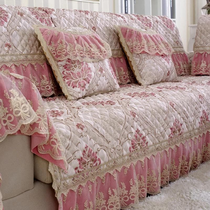 Luxury Big flowers Sofa Sets Cover Thick Sofa Slipcovers 18cm hem Soft Towel Lace Decor Couch Cushion for Living Room Mat 1pcs 100x160cm 1pcs