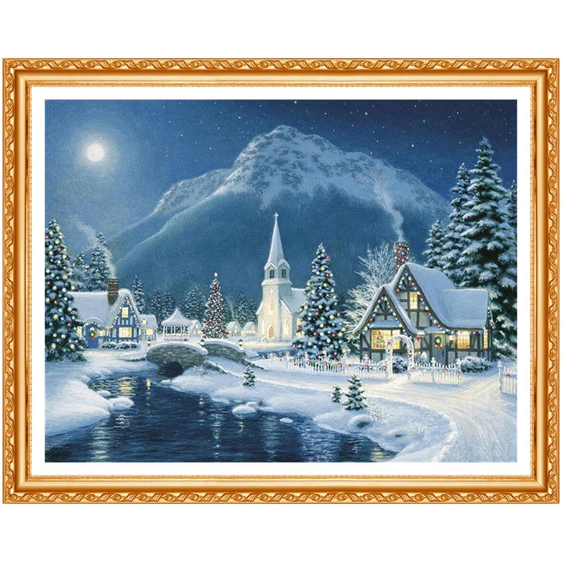 Diamant Painting DIY,5D,diamond Round,Snow ,Diamond Painting,Cross Stitch Kit,Winter,Landscape 20X30CM