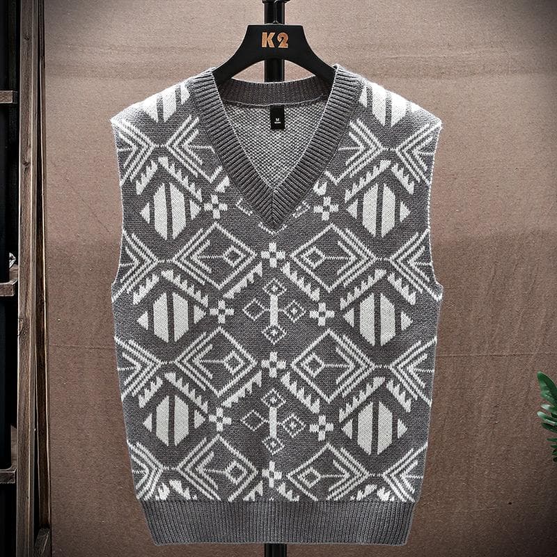Sweater Tank Top Men's Vest Underlay V-neck Sleeveless Sweater Sweater Couple warm vest 15 different flower shapes in different colors XXL