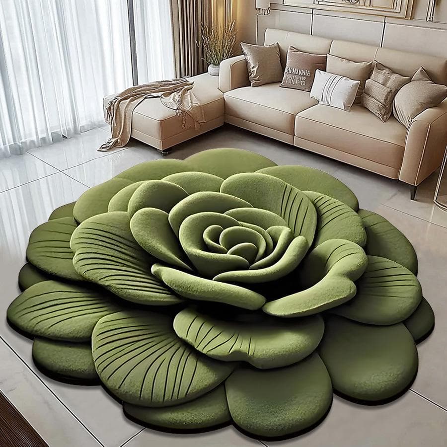 3D Visual Effect Peony Flower Floor Mat Home Living Room Carpet Dirt Resistant Easy To Maintain Absorbent Anti Slip Mat 160 * 160Cm