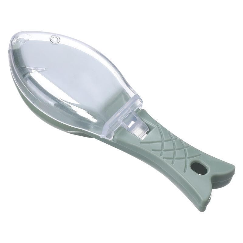 Fish Scale Remover Fishing Scale Brush Fish Killing Tool No Mess Flying Fish Shape With Cover Household Fish Scale Planer green