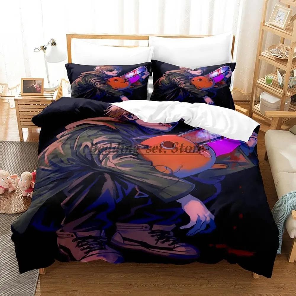 Chainsaw Man Pochita Bedding Set Single Twin Full Queen King Size Bed Set Aldult Kid Bedroom Duvetcover Sets SPY×FAMILY AU Single 140x210cm