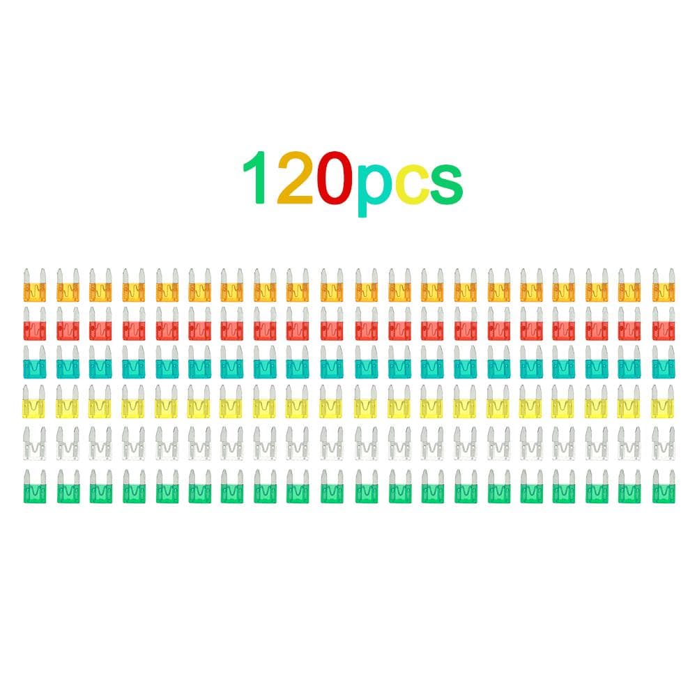 120pcs Mini Blade Fuses Auto Car Truck Assortment Fuse Kit 5A 10A 15A 20A 25A 30A