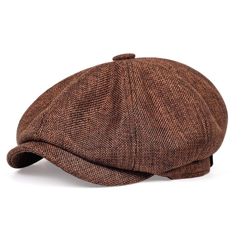 Men Berets Flax Newsboy Hat Women Flax Beret  Vintage Male Beret French Hats Navy Cap XL brown