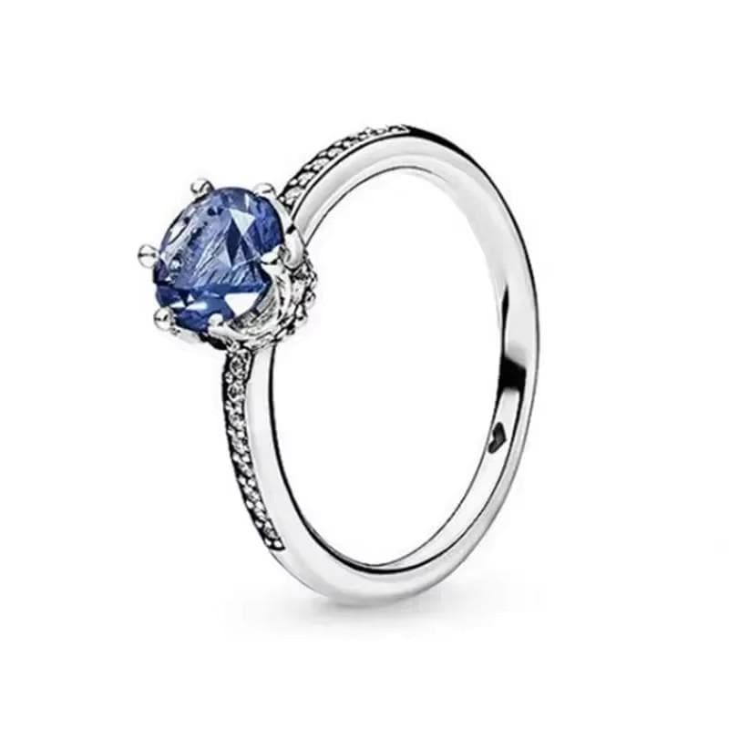 925 Sterling Silver Classic Dazzling Crown Round Hearts Ring Exquisite Women's Light Luxury Charm Ring Jewelry Gift 9&cubic zirconia beige
