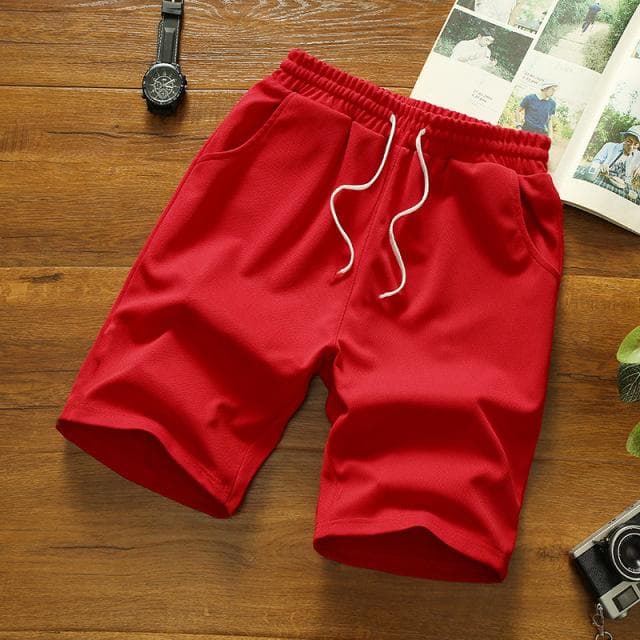 New Summer Men Mesh Gym Bodybuilding Casual Loose Shorts Joggers outdoors fitness beach Short Pants Male Brand Sweatpant M-5XL XXL red