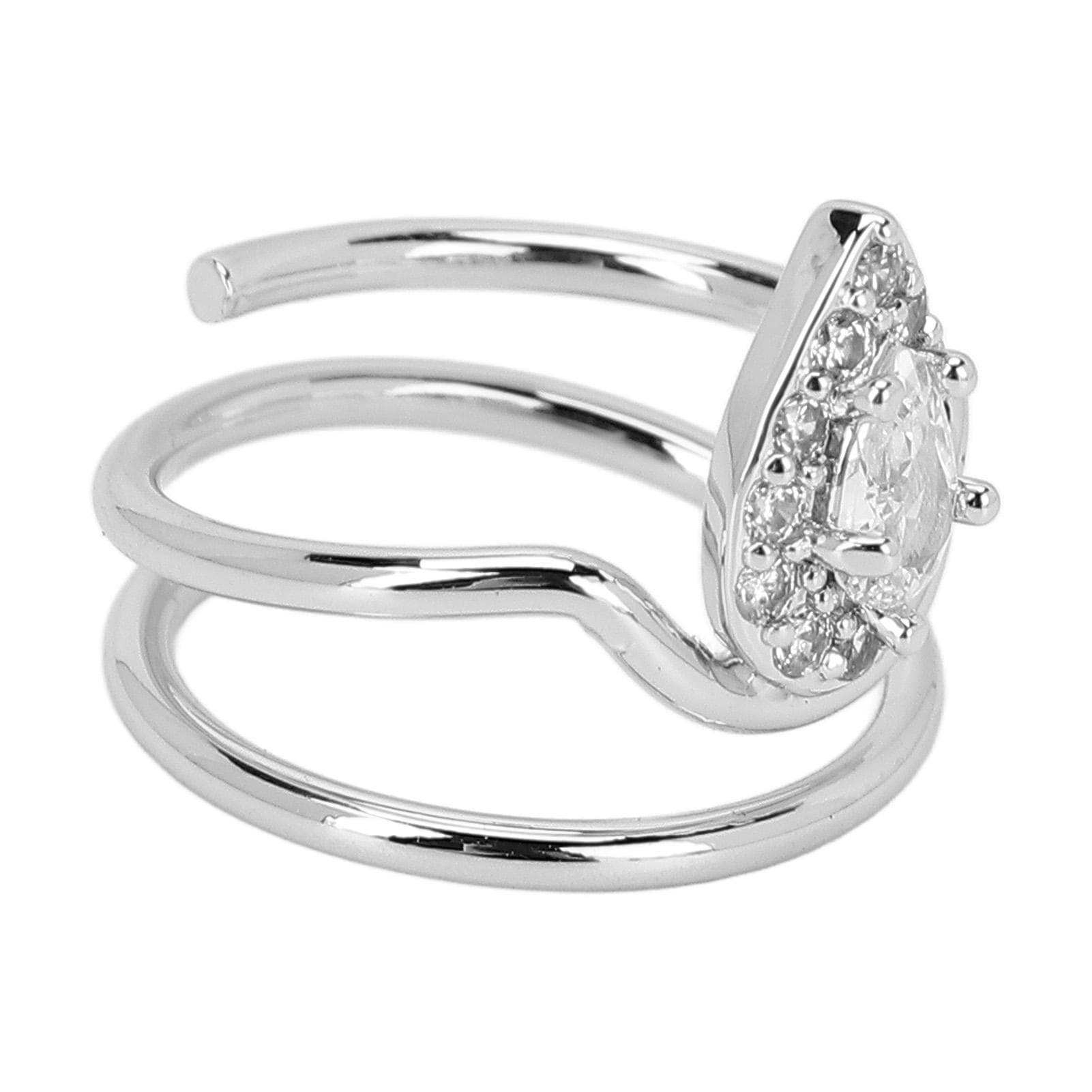 Rhinestone Nail Ring Healthy Safe Beautiful Fingernails Ring for Women and Girls3054 Platinum