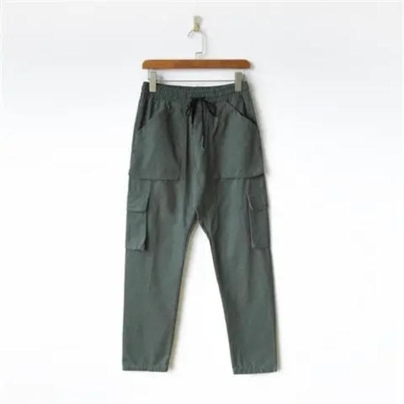 Cargo Pants Straight Leg Baggy Men's Chardo Pocket Nine-point Casual Pants XXXL green