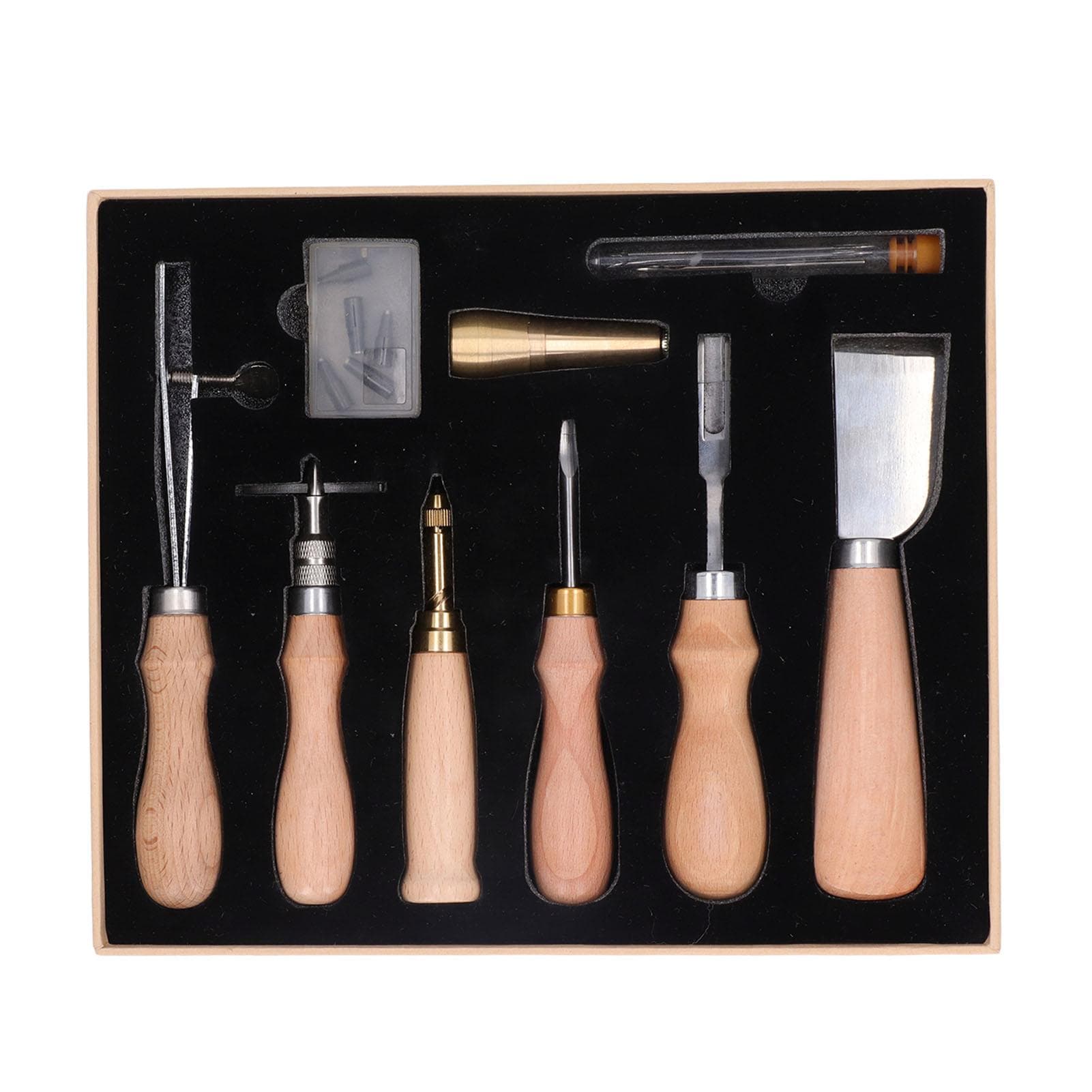 Leather Working Tools Set Log Color Curved Handle DIY Hand Sewn Leather Craft Leather Goods Set