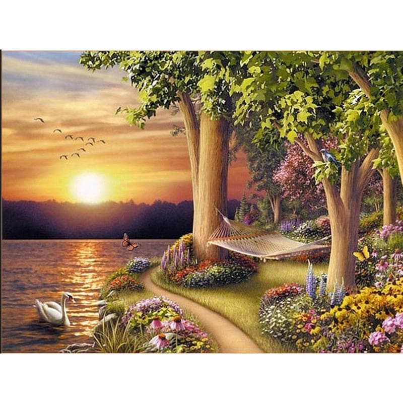 5D DIY Diamond Painting Sunset Embroidery Mosaic Cross Stitch Rhinestone Decoration 20X30CM