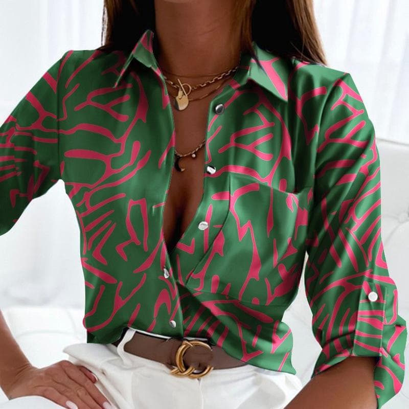 YYFS Women's Fashion Casual Spring Fall Long Sleeve POLO Neck Top Blouses & Shirts M