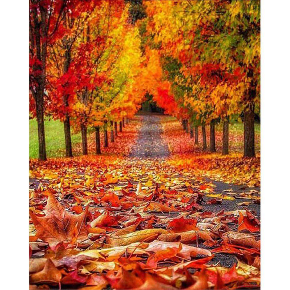 5D DIY Diamond Painting Full Round Diamond Autumn Maple Leaf Diamond Cross Stitch 20X30CM