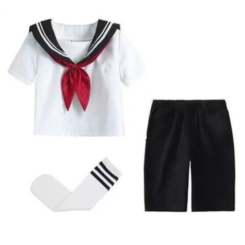 Charming Cotton Blend Sailor Outfit For Kids With Bow Detail And Classy Design StyleI,160cm
