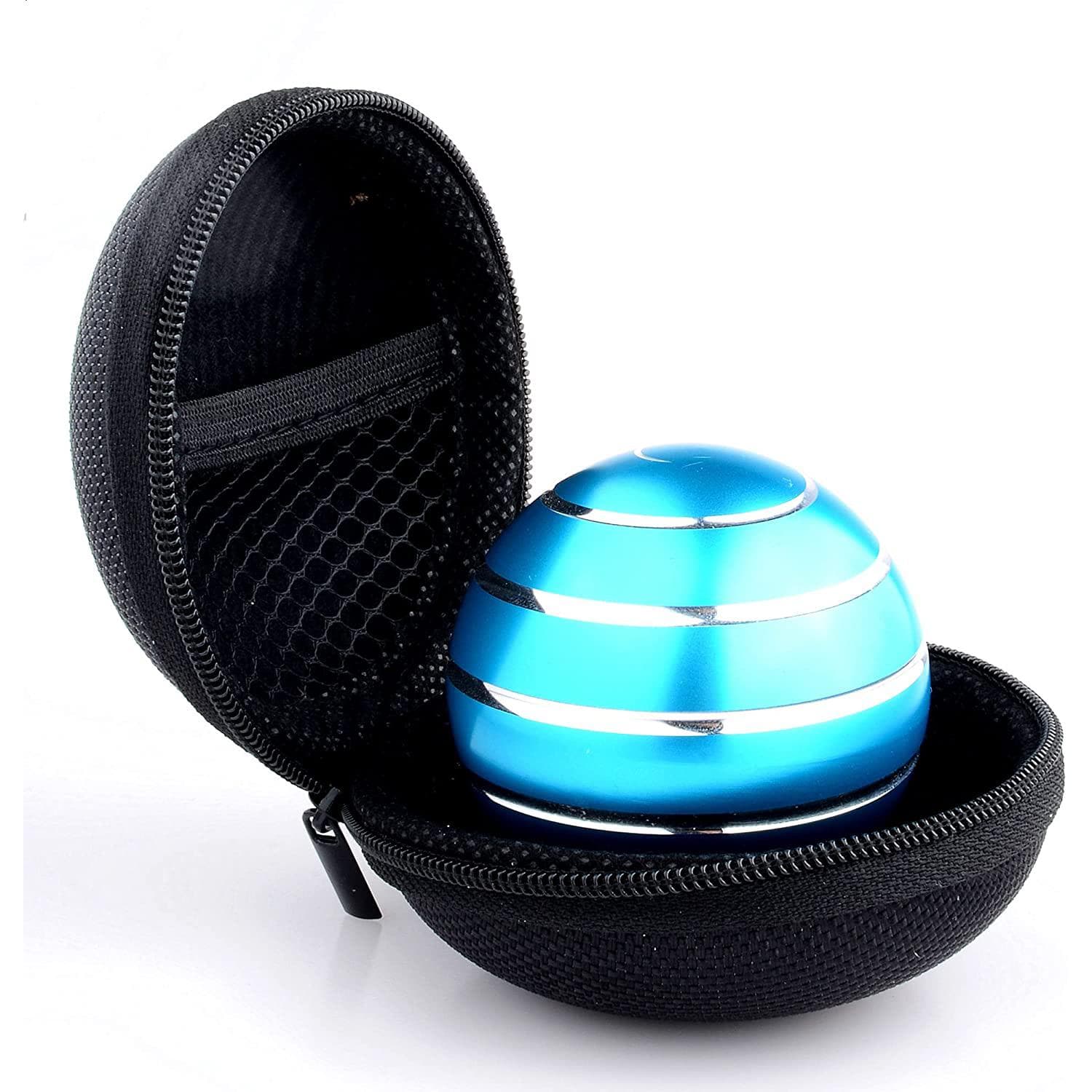 Kinetic Desk Toys,Full Body Optical Illusion Spinner Ball,Large Longer Time Spinning Top,Ideal Toys-with Storage Bag 4x4x3.4cm baby blue