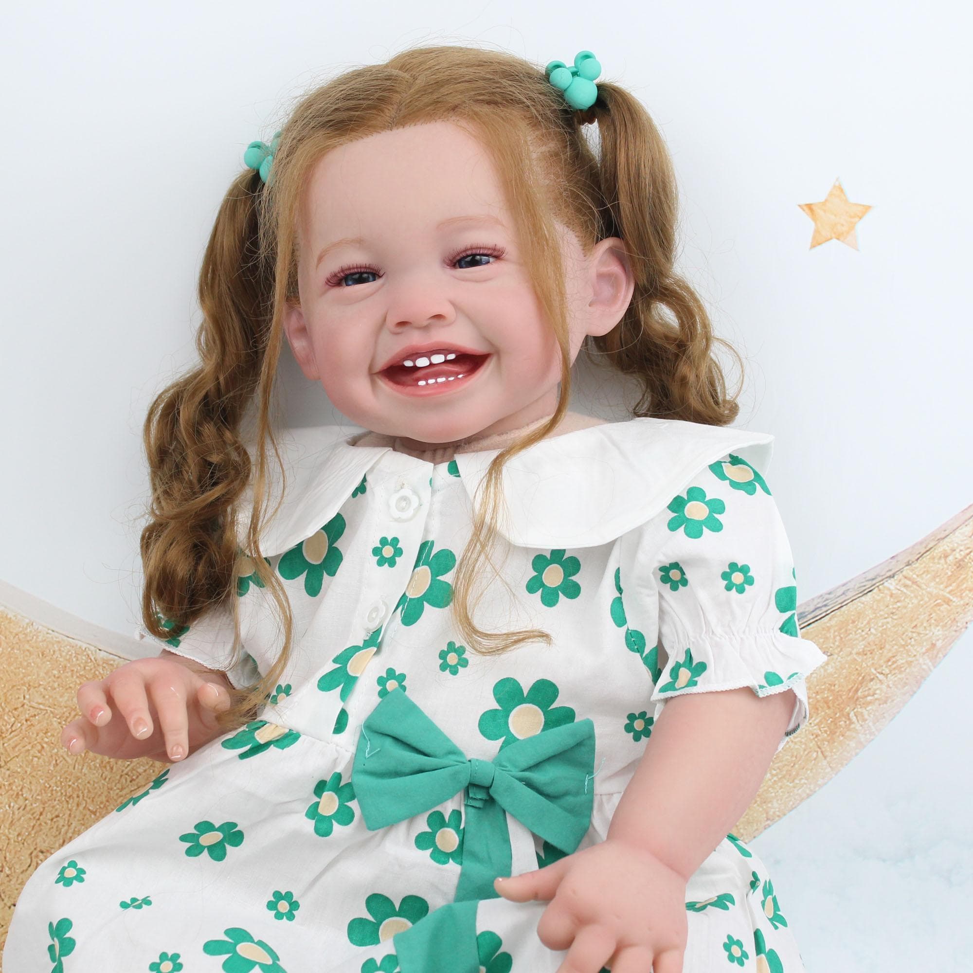 60 CM 3D Paint Skin Cloth Body Silicone Reborn Baby Doll For Girl Art Bebe With Blood Vessels Lifelike Hand Made Smile Toddler Finished doll