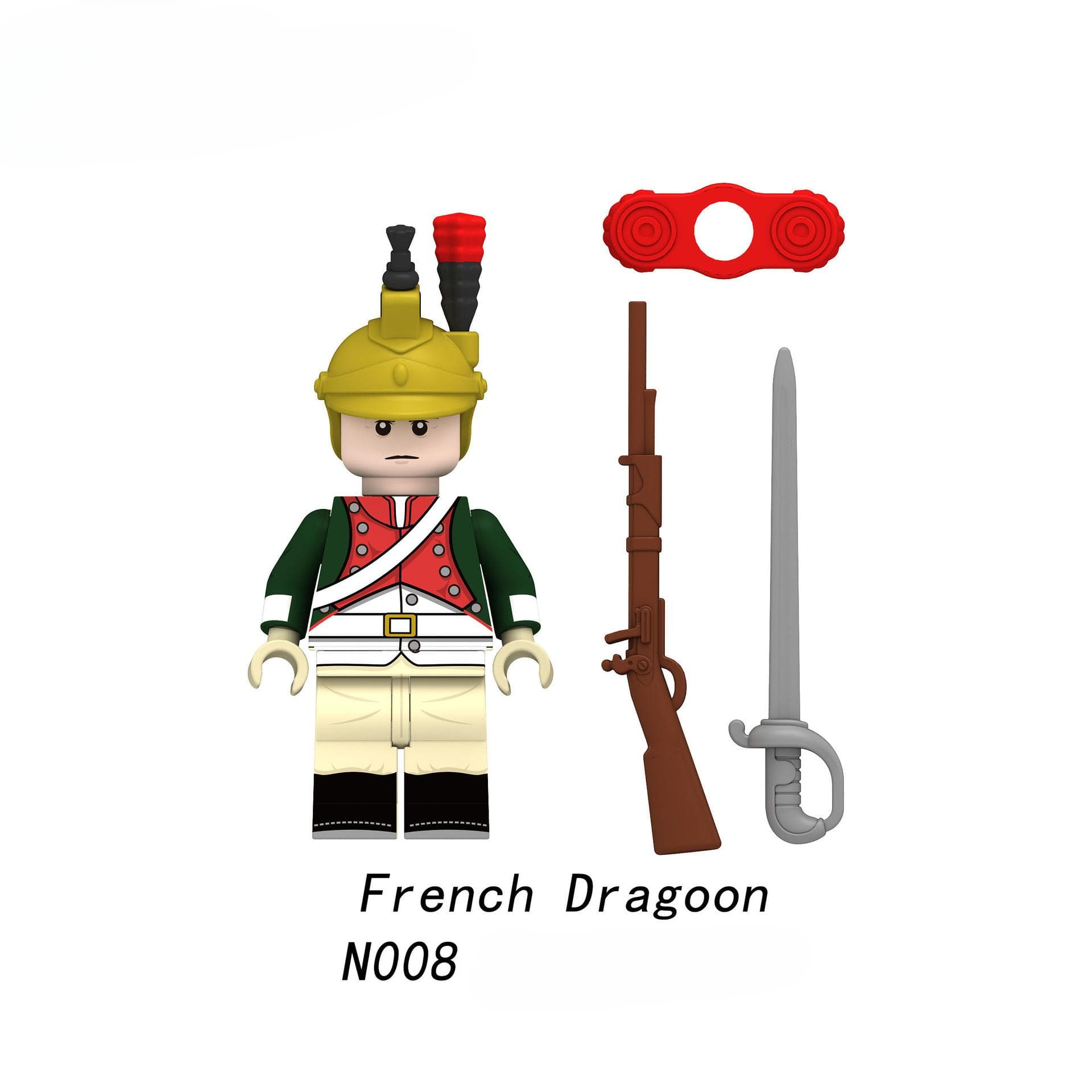 Napoleonic Wars French Fusilier Cuirassier Dragoon Building Blocks Action Figures Accessories Sword Head Children Toys Gift N004