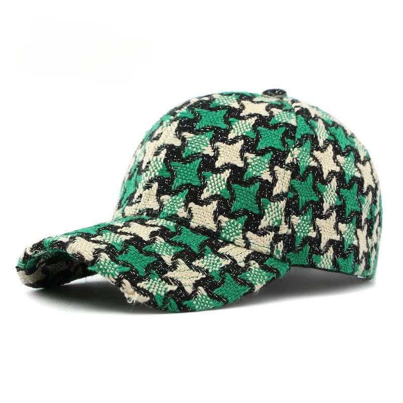 Women Spring and Summer New Thick Warm Knitted Hardtop Baseball Cap Sun Visor Cap green