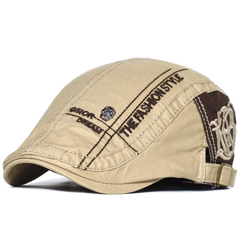 Cotton Skull Newsboy Cap Men Solid Soft Casual Fashion Beret Hat Golf Driving Cabbie Hat Flat Ivy Cap Four Seasons 56-59 cm khaki