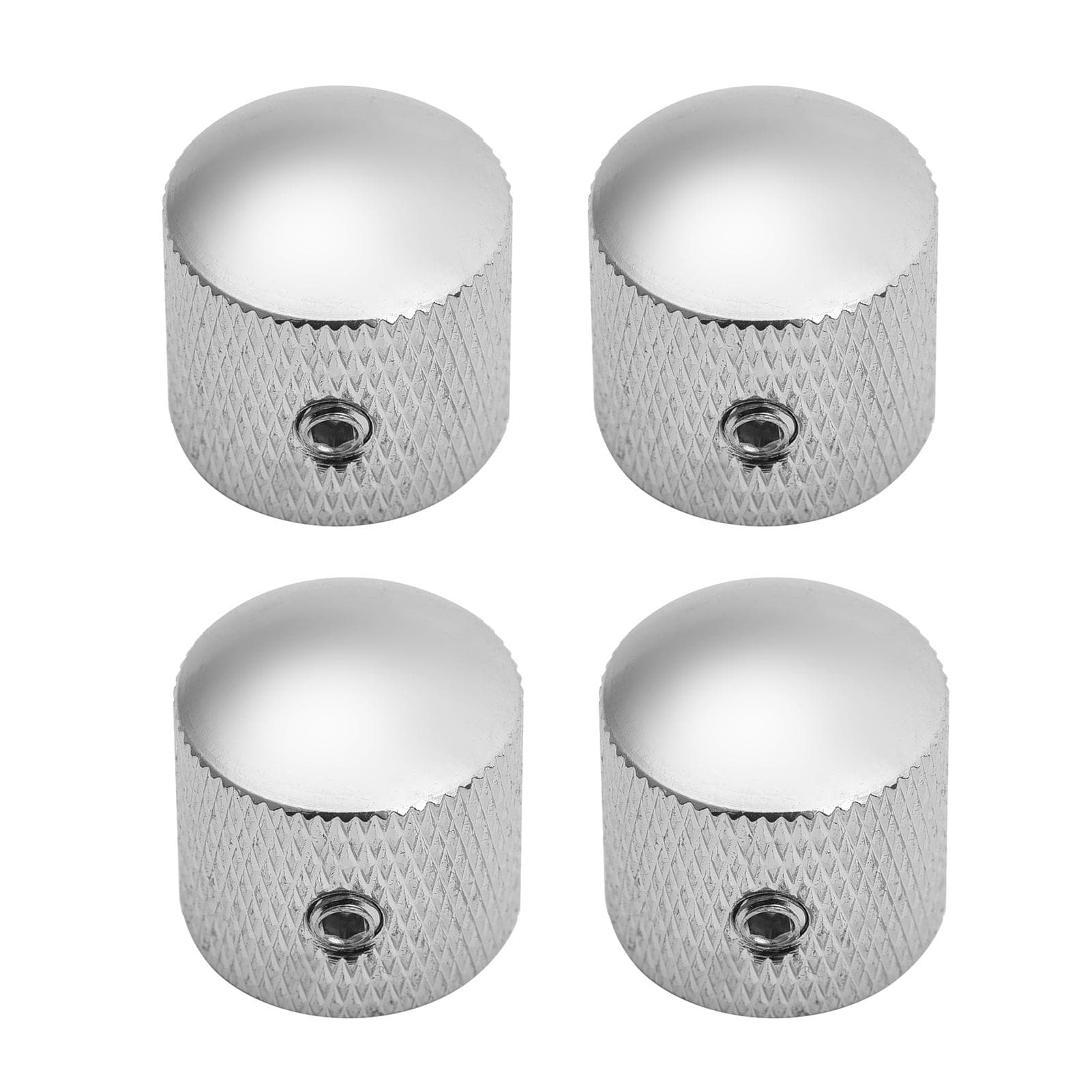 4pcs Metal Volume Tone Control Knob Dome Knob Set with Inner Hexagon silver